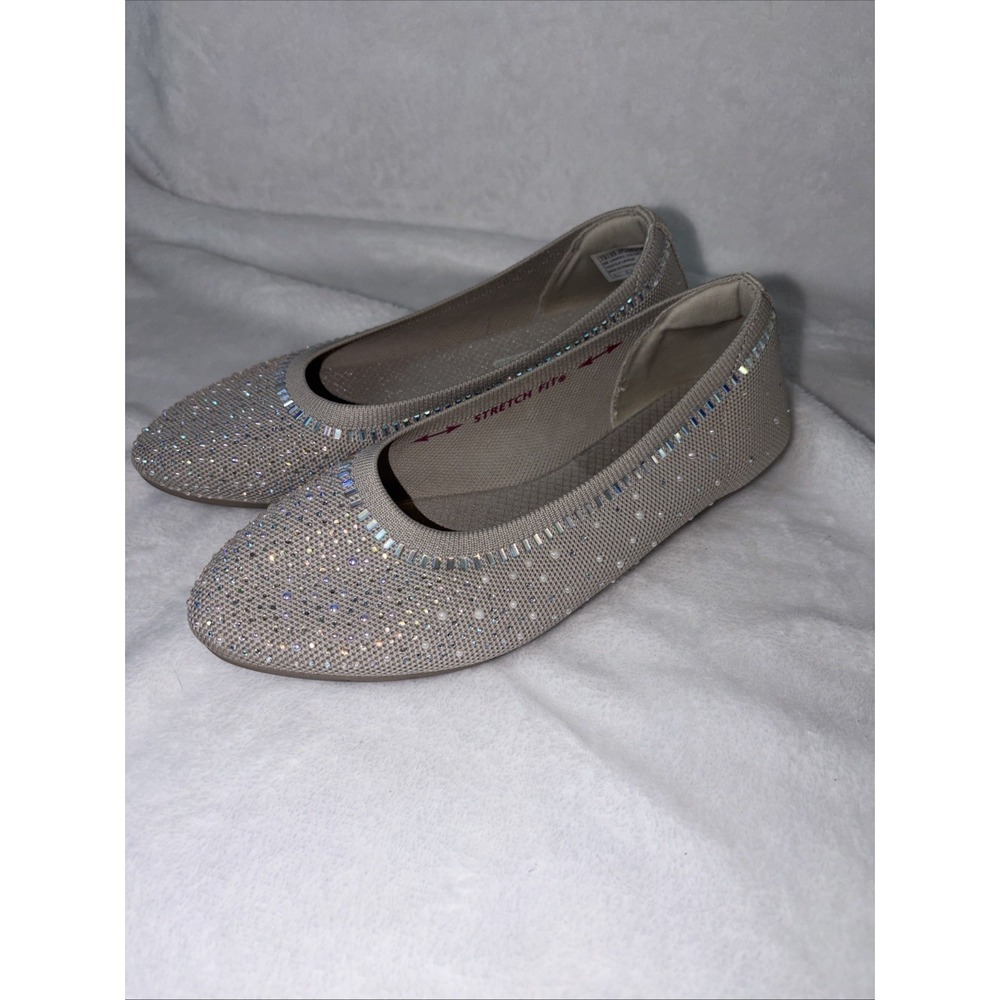 Skechers Women's Cleo 2.0-Mesmerizing Nights Ballet Flat 7.5 taupe Sparkly Boho